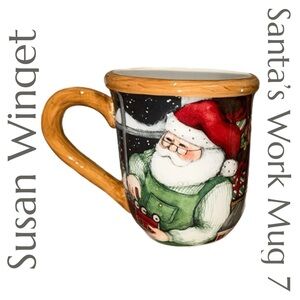 Susan Winget #7 - Santa Coffee Mug - Santas Workshop Large - Big Handle - 16 oz